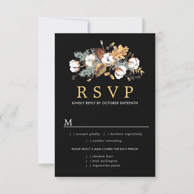 Tarjeta RSVP de Boda Floral Blanca Caída, Opciones (Anverso)