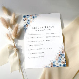 Tarjeta RSVP de boda floral Blue Boho