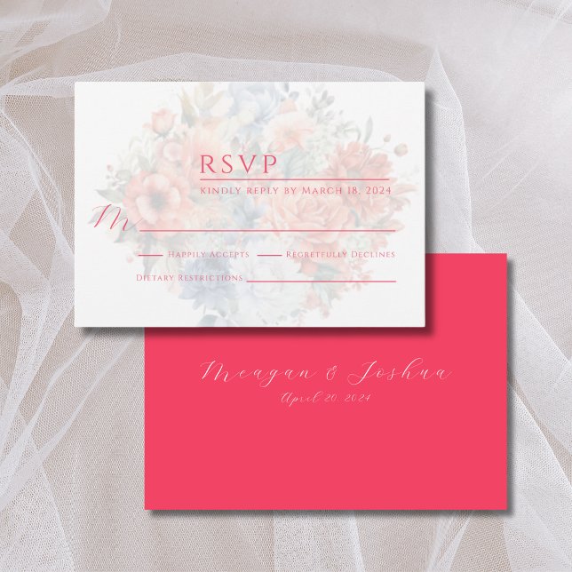 Tarjeta RSVP de Boda Floral Caliente Rosa (Subido por el creador)