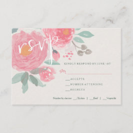 Tarjeta RSVP de boda floral con acuarela pintada a