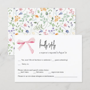 Tarjeta RSVP de Boda floral con arco rosado