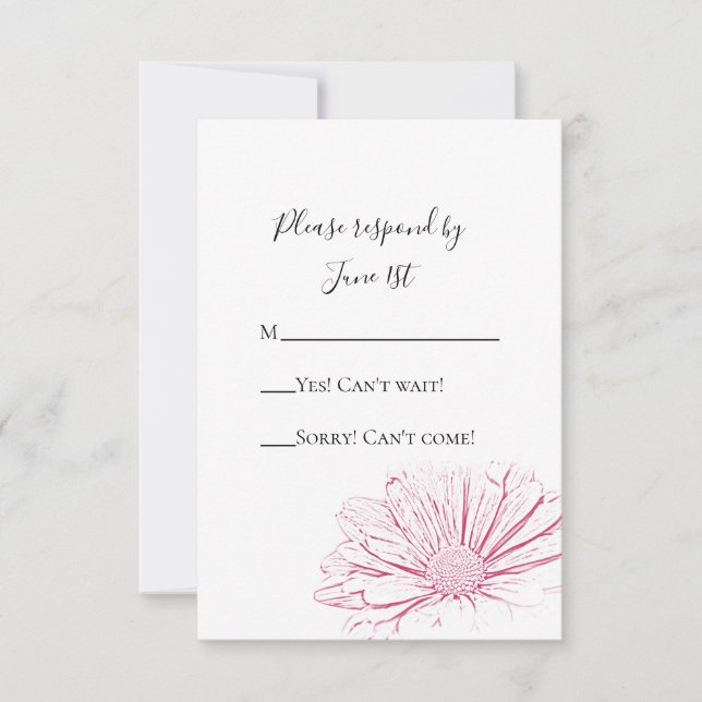 Tarjeta RSVP de Boda Floral con efecto de marea ro (Anverso)