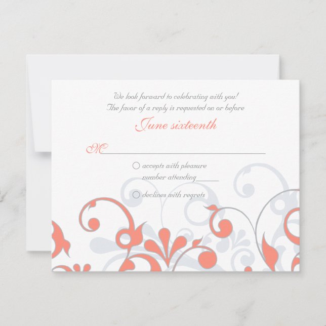 Tarjeta RSVP de Boda Floral de Abstracto Blanco Gr (Anverso)