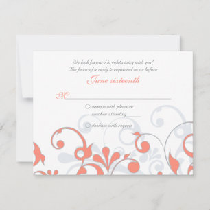 Tarjeta RSVP de Boda Floral de Abstracto Blanco Gr