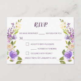 Tarjeta RSVP de Boda Floral de acuarela de Lilac