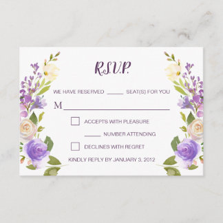 Tarjeta RSVP de Boda Floral de acuarela de Lilac