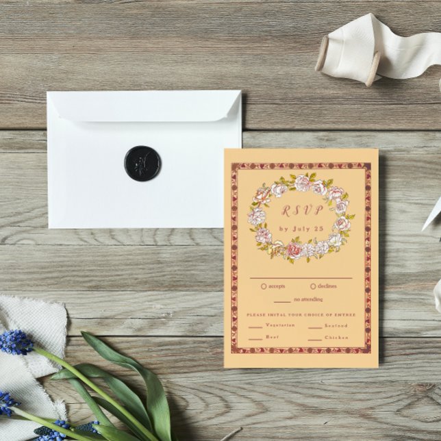 Tarjeta RSVP de Boda Floral de Art Nouveau de époc (Subido por el creador)