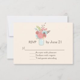 Tarjeta RSVP de boda floral de bonito Mason Jar