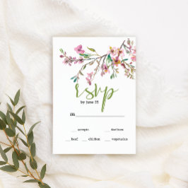 Tarjeta RSVP de Boda Floral de Cerezo Rosa