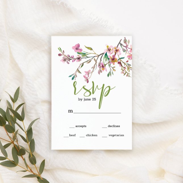 Tarjeta RSVP de Boda Floral de Cerezo Rosa (Subido por el creador)