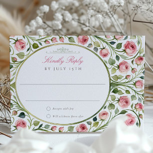 Tarjeta RSVP de Boda Floral de color de color rosa