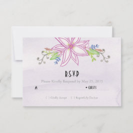 Tarjeta RSVP de Boda Floral de color Morado de Agu