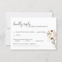 Tarjeta RSVP de Boda floral de flor silvestre