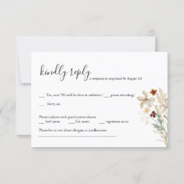 Tarjeta RSVP de Boda floral de flor silvestre