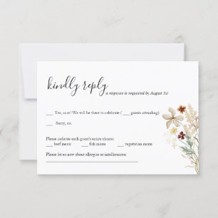 Tarjeta RSVP de Boda floral de flor silvestre