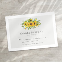 Tarjeta RSVP de boda floral de girasol