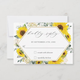 Tarjeta RSVP de boda floral de girasol de moda