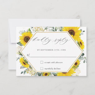 Tarjeta RSVP de boda floral de girasol de moda