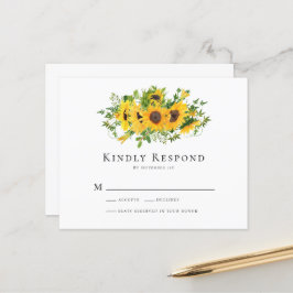Tarjeta RSVP de boda floral de girasol de presupue