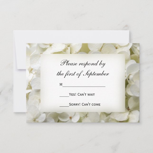 Tarjeta RSVP de Boda Floral de Hydrangea Blanca (Anverso)