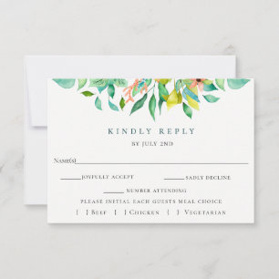 Tarjeta RSVP de Boda Floral de Isla Botánica