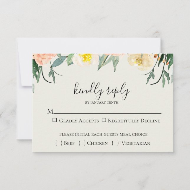 Tarjeta RSVP de boda floral de jardín (Anverso)