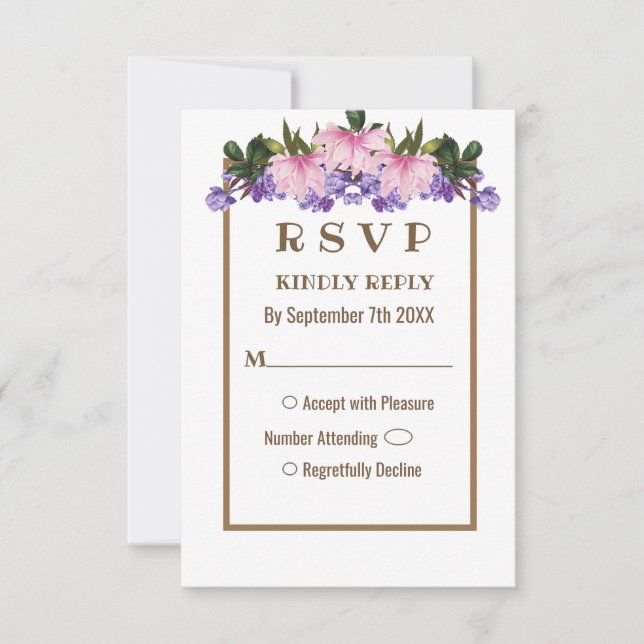 Tarjeta RSVP de Boda Floral de la Lavanda de Magno (Anverso)