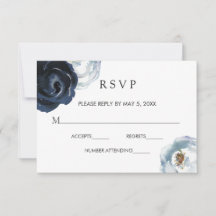 Tarjeta RSVP de Boda Floral de la Marina Azul de l