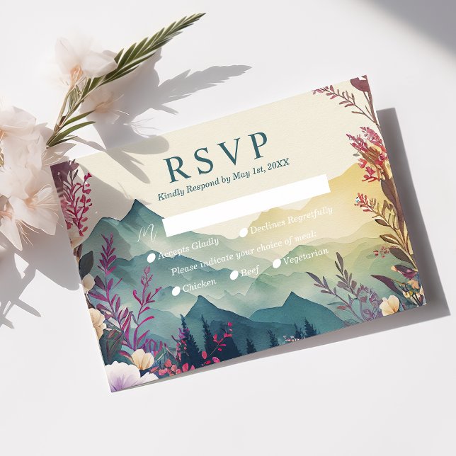 Tarjeta RSVP de Boda Floral de las Montañas Primav (Subido por el creador)