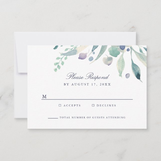 Tarjeta RSVP de Boda floral de lujo (Anverso)