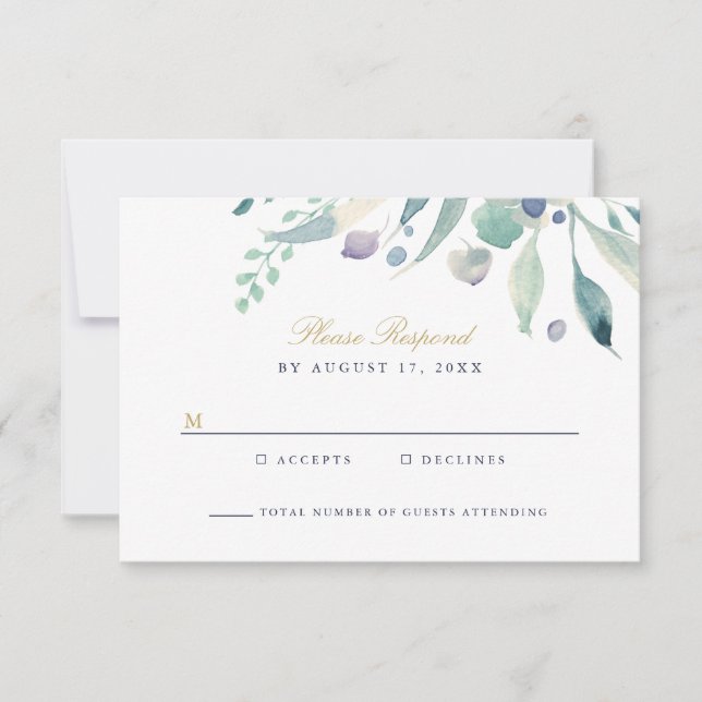 Tarjeta RSVP de Boda floral de lujo (Anverso)