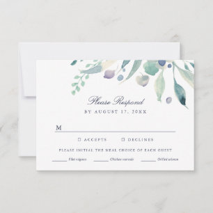 Tarjeta RSVP de Boda Floral de lujo con opción de 