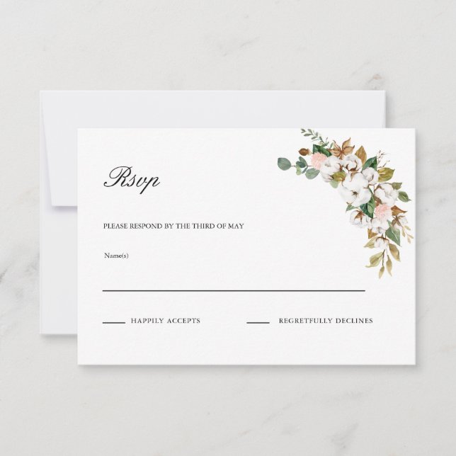 Tarjeta RSVP de boda floral de Magnolia (Anverso)