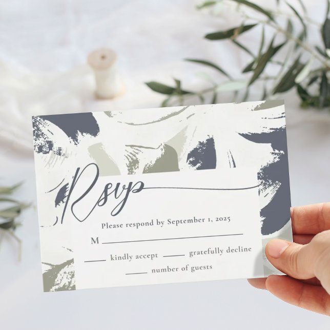 Tarjeta RSVP de Boda Floral de Navy Sage Resumen (Subido por el creador)