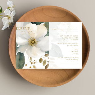 Tarjeta RSVP de Boda Floral de Oro Watercolor