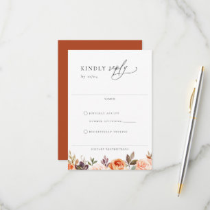 Tarjeta RSVP de boda floral de otoño de Earthy
