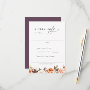 Tarjeta RSVP de boda floral de otoño de Earthy