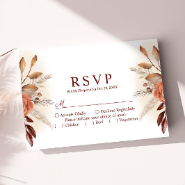 Tarjeta RSVP de Boda Floral de Pampas