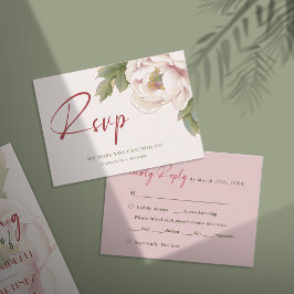 Tarjeta RSVP de Boda Floral de Peón Rosa de BUDGET