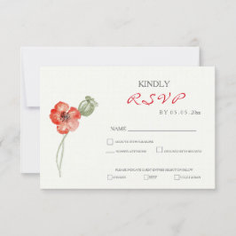 Tarjeta RSVP de boda floral de Poppies Rojos