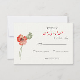 Tarjeta RSVP de boda floral de Poppies Rojos