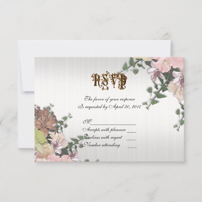 Tarjeta RSVP de boda floral de primavera (Anverso)