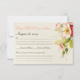 Tarjeta RSVP de Boda Floral de Rosas Vintage
