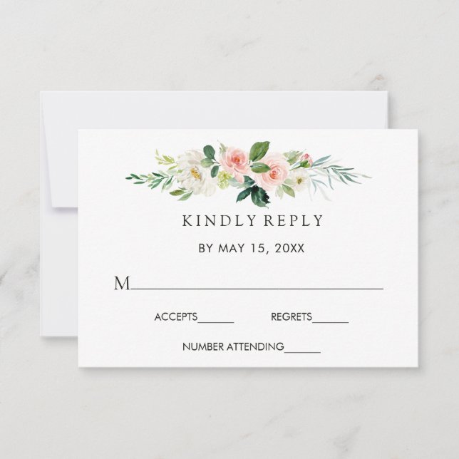 Tarjeta RSVP de boda floral de Rubor de primavera (Anverso)