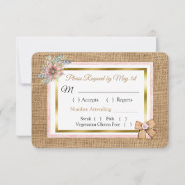 Tarjeta RSVP de boda floral de rúptica de PInk