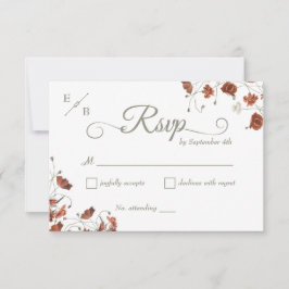 Tarjeta RSVP de boda floral de Terracota moderna