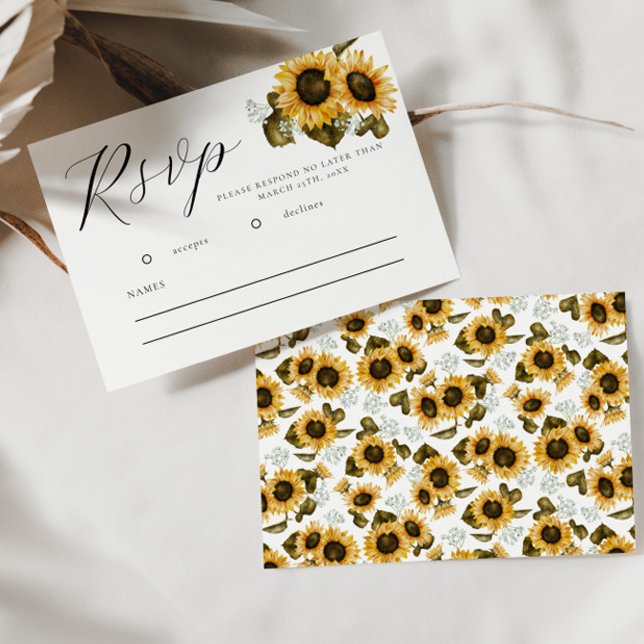 Tarjeta RSVP de boda floral de verano con girasol (Subido por el creador)