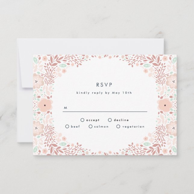 Tarjeta RSVP de Boda Floral de Whirlwind (Anverso)