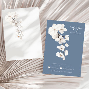 Tarjeta RSVP de Boda Floral Dusty Blue Orchids Mod