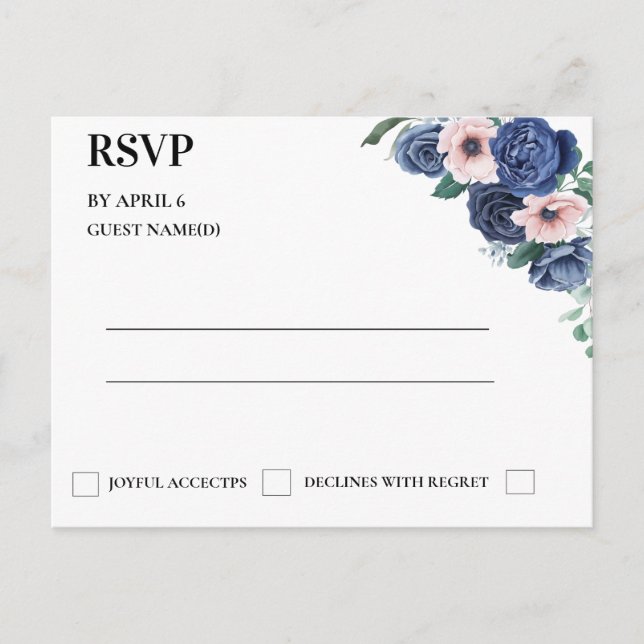 Tarjeta RSVP de Boda Floral Eucalyptus Wedding (Anverso)